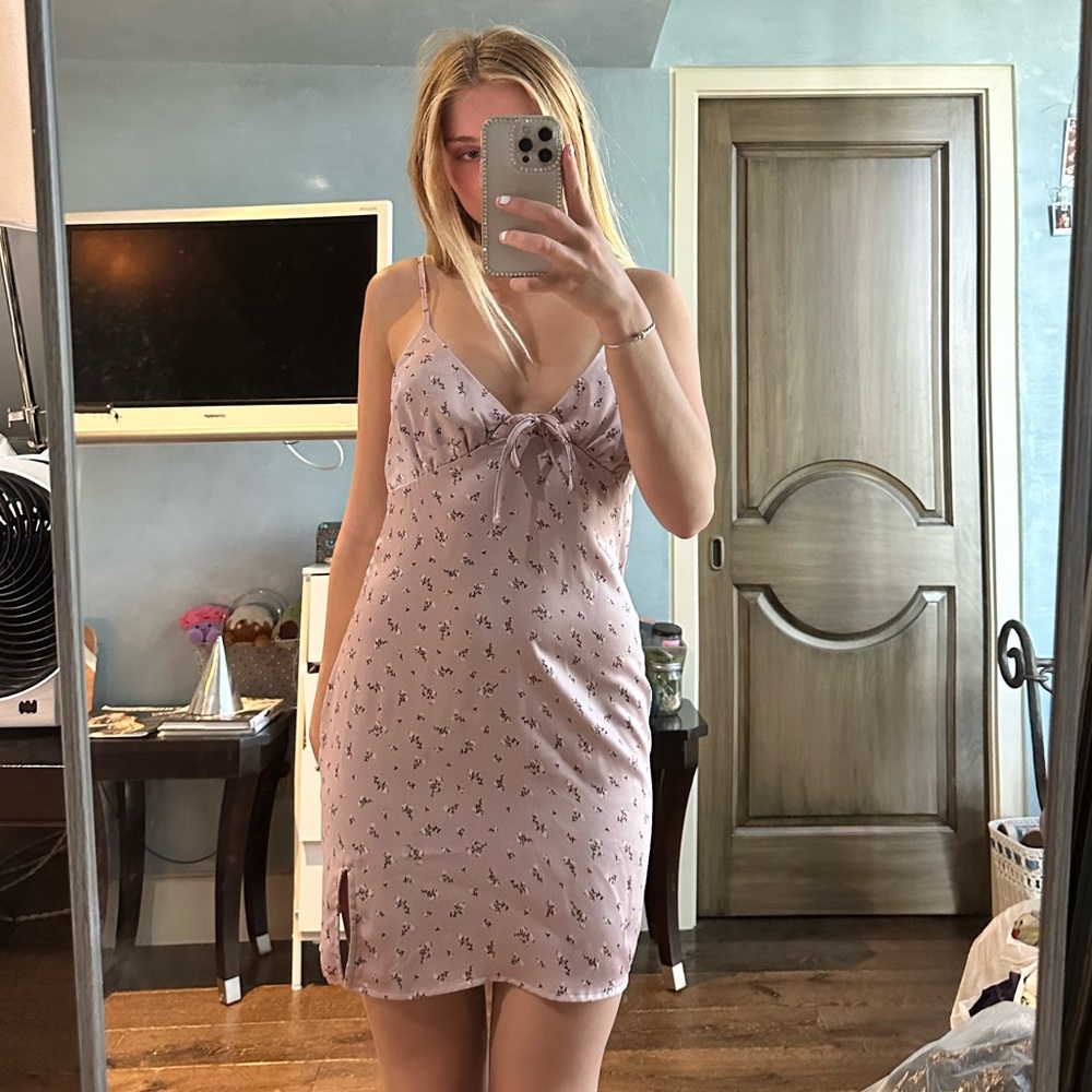 silk light purple dress from garage